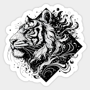 Monochromatic Tiger Outline Sticker